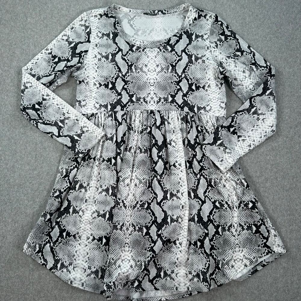JODIFL Black & White Snake-Print Long-Sleeve Mini Dress